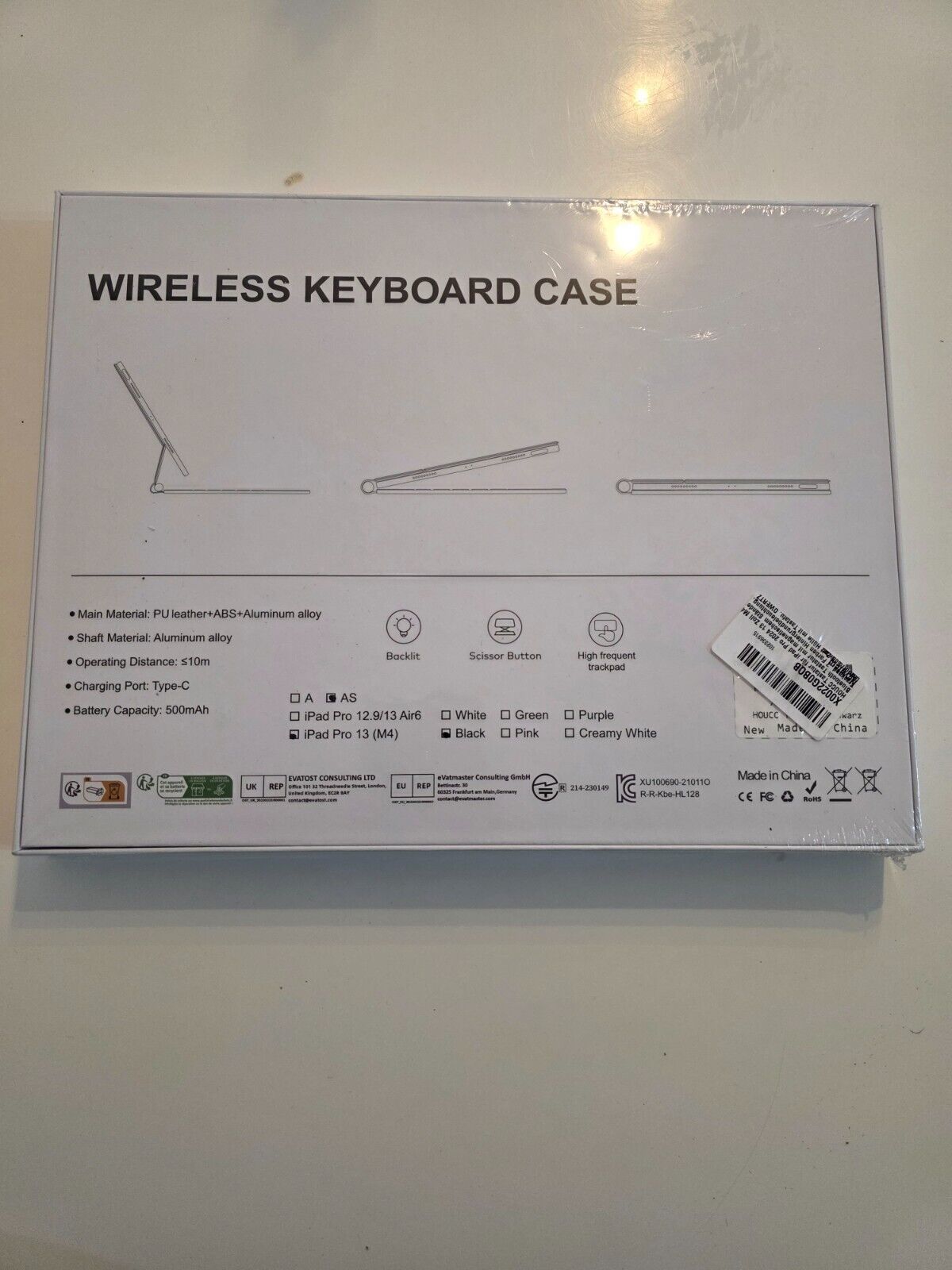 iPad Pro 13" M4 Hülle mit Tastatur - Schwarzes QWERTZ-Design mit Trackpad