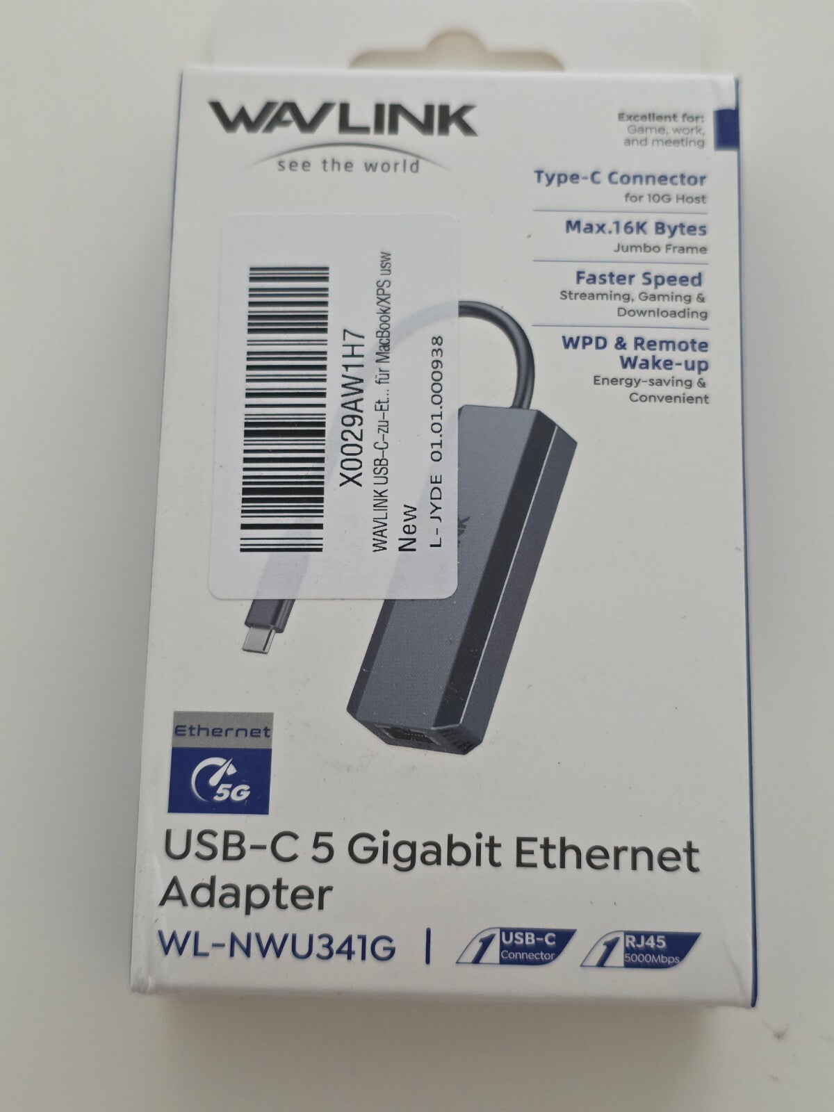 USB-C zu Ethernet Adapter 5Gbps RJ45 für MacBook/iPad Pro
