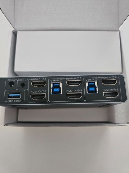 HDMI KVM Switch 2 Monitore 2 Computer, Dual Monitor KVM USB Switcher 4K@60Hz, HD