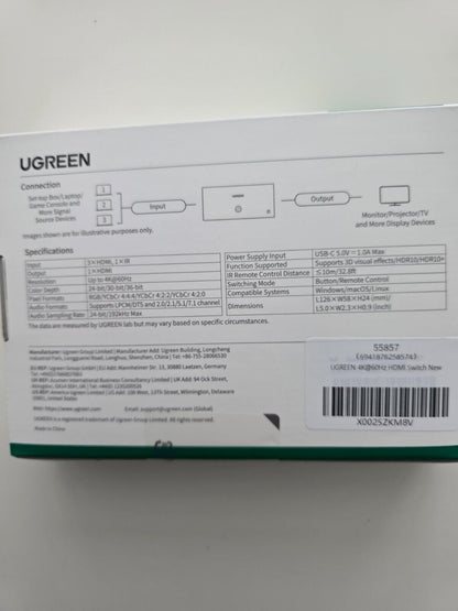 UGREEN HDMI Switch 3 in 1 Out 4K@60Hz, HDMI Splitter mit Fernbedienung