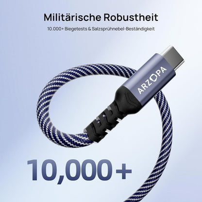 USB-C Kabel 100W PD 10Gbps 90° U-Design 1m Nylon iPhone 16/S24