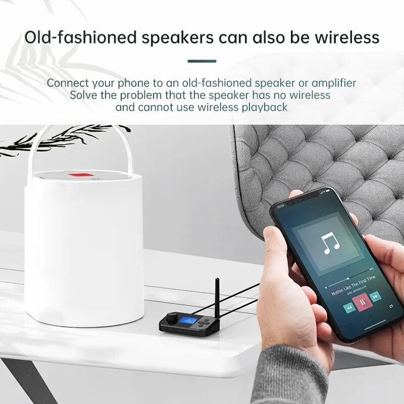 C41 Bluetooth 5.0 Audio Sender Empfänger Optisch Koaxial AUX Cinch Schwarz