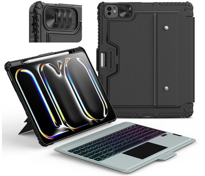 Für iPad Pro 13 Zoll (M4, 2024) Hülle mit Tastatur Trackpad 7-Farben