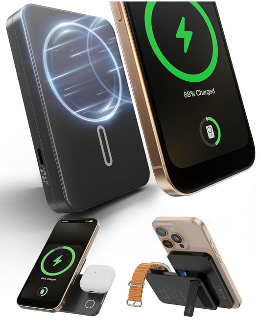 Magnetische 3-in-1 Powerbank – Schnellladen für Apple-Geräte!