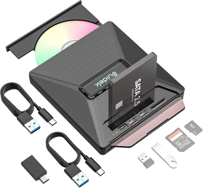7-in-1 Externes CD/DVD Laufwerk SATA USB-C/A Hub SD-Kartenleser