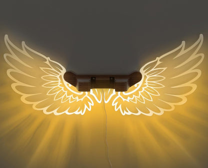 Gitarren Wandhalterung LED Engelsflügel Holz Acryl USB
