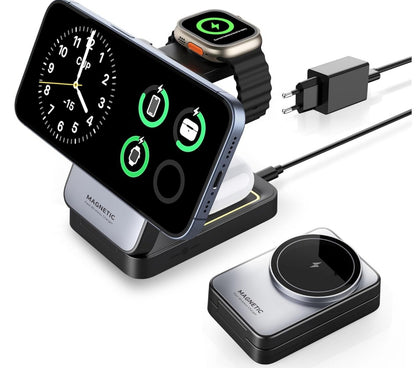 3-in-1 Faltbare MagSafe Ladestation – Kompakt & Leistungsstark!