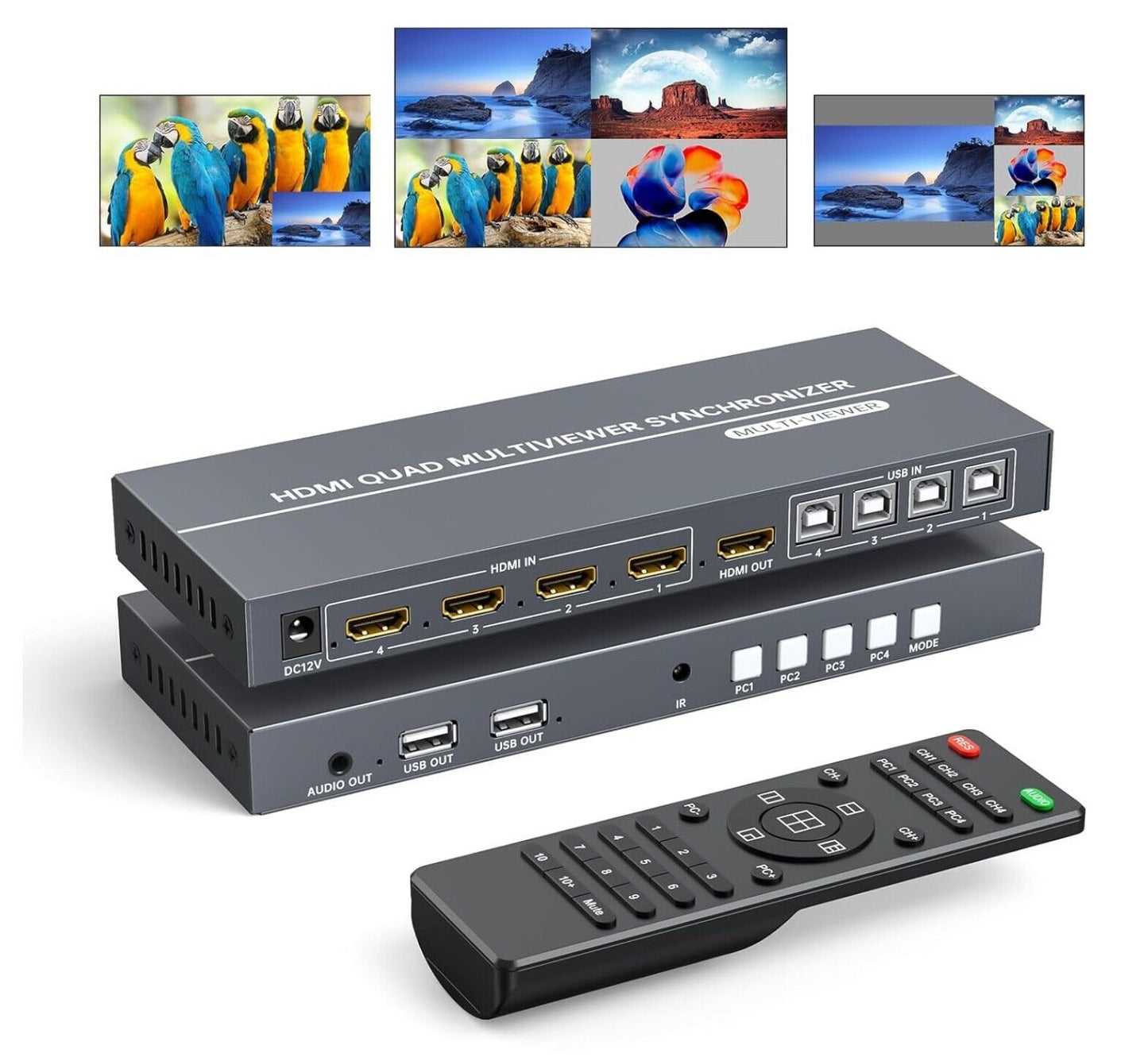 4 Port HDMI KVM Multiviewer, 4x1 Quad Multiviewer Seamless Switcher unterstützt