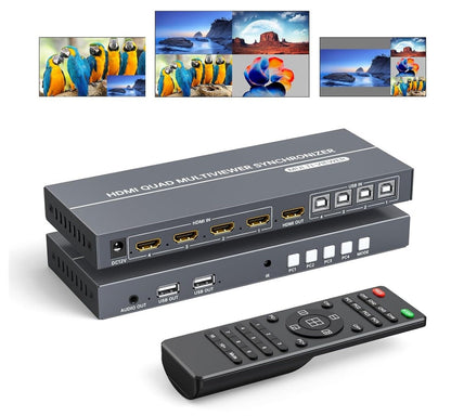 4 Port HDMI KVM Multiviewer, 4x1 Quad Multiviewer Seamless Switcher unterstützt