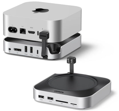 Mac Mini M4 Dock 4K DisplayPort, 10Gbps USB, M.2 SSD, SD/TF grau