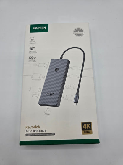 Revodok Pro 9-in-1 USB-C Hub 10Gbps 4K@60Hz HDMI Ethernet PD 100W SD/TF