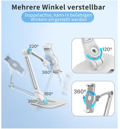 Tablet Halterung 4,7-12,9 Zoll Aluminium Verstellbar Weiß