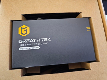 USB3.0 KVM Switch HDMI 2 Port 4K@60Hz, USB3.0, KVM Switch 2 PC 1 Monitor, GREATH