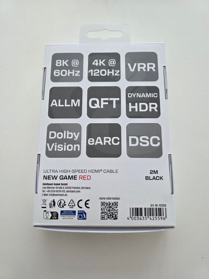 OEHLBACH New Game Red 2m HDMI 2.1b Kabel 8K@60Hz eARC VRR ALLM PS5 Xbox