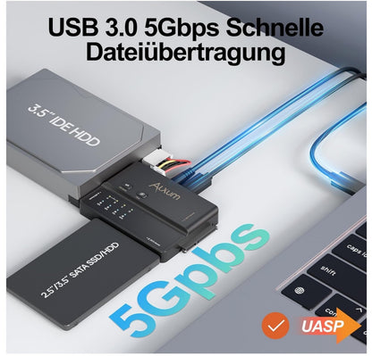 IIDE/SATA Adapter USB-C 5Gbps mit Offline-Klon, für 2.5"/3.5" HDD/SSD