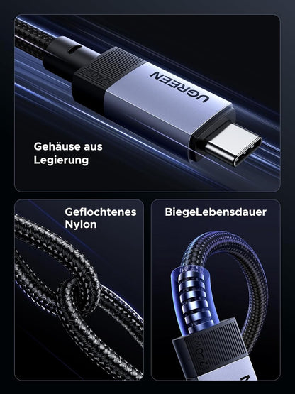 USB-C Kabel 240W 1m 10Gbps 4K@60Hz PD 3.1 für iPhone 16/MacBook