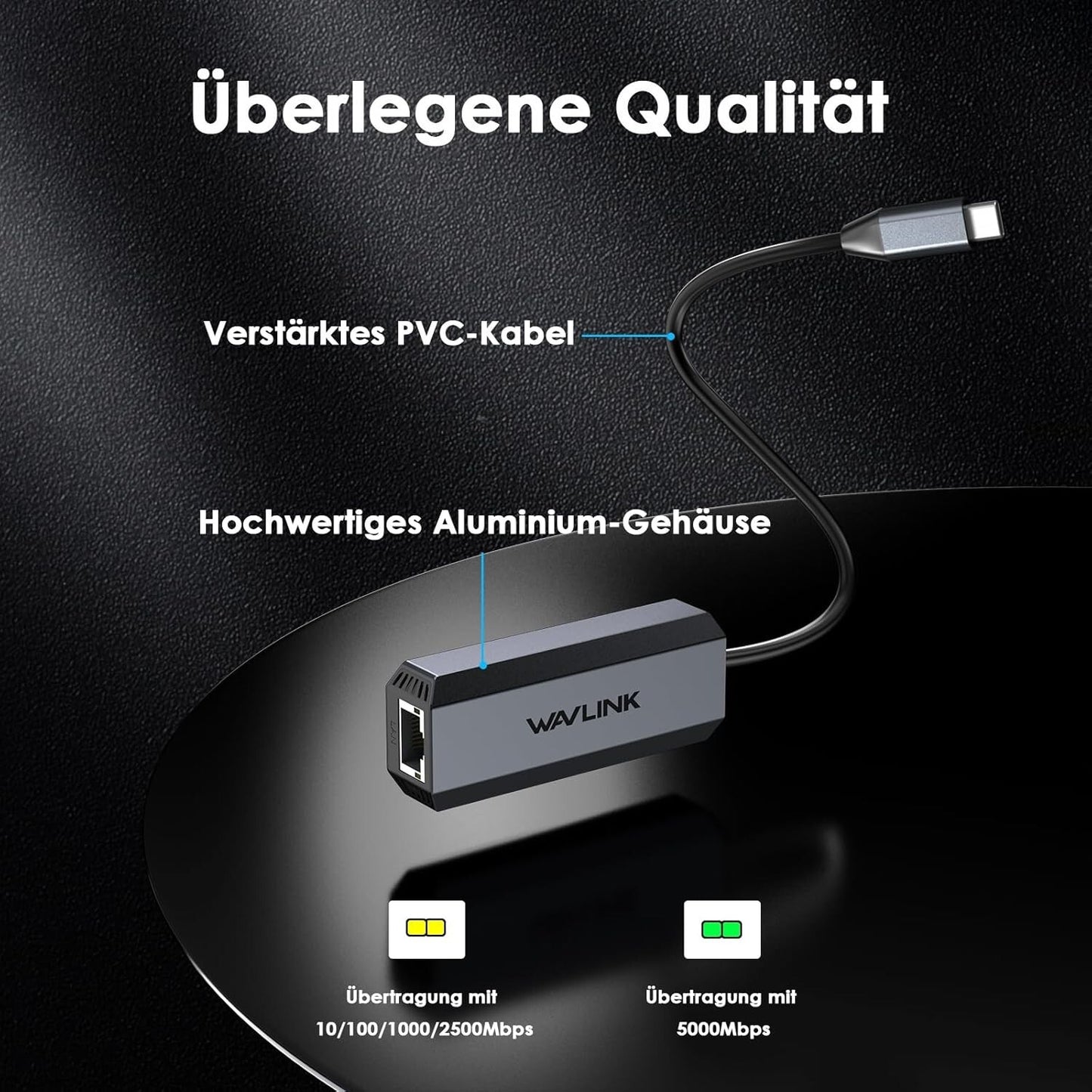 USB-C zu Ethernet Adapter 5Gbps RJ45 für MacBook/iPad Pro
