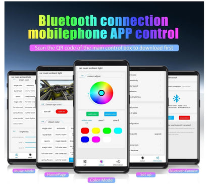 18-in-1 Auto LED Innenbeleuchtung 128 RGB Acrylstreifen APP Musiksync