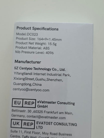 EMR Stift mit Radiergummi 4096 Druckstufen