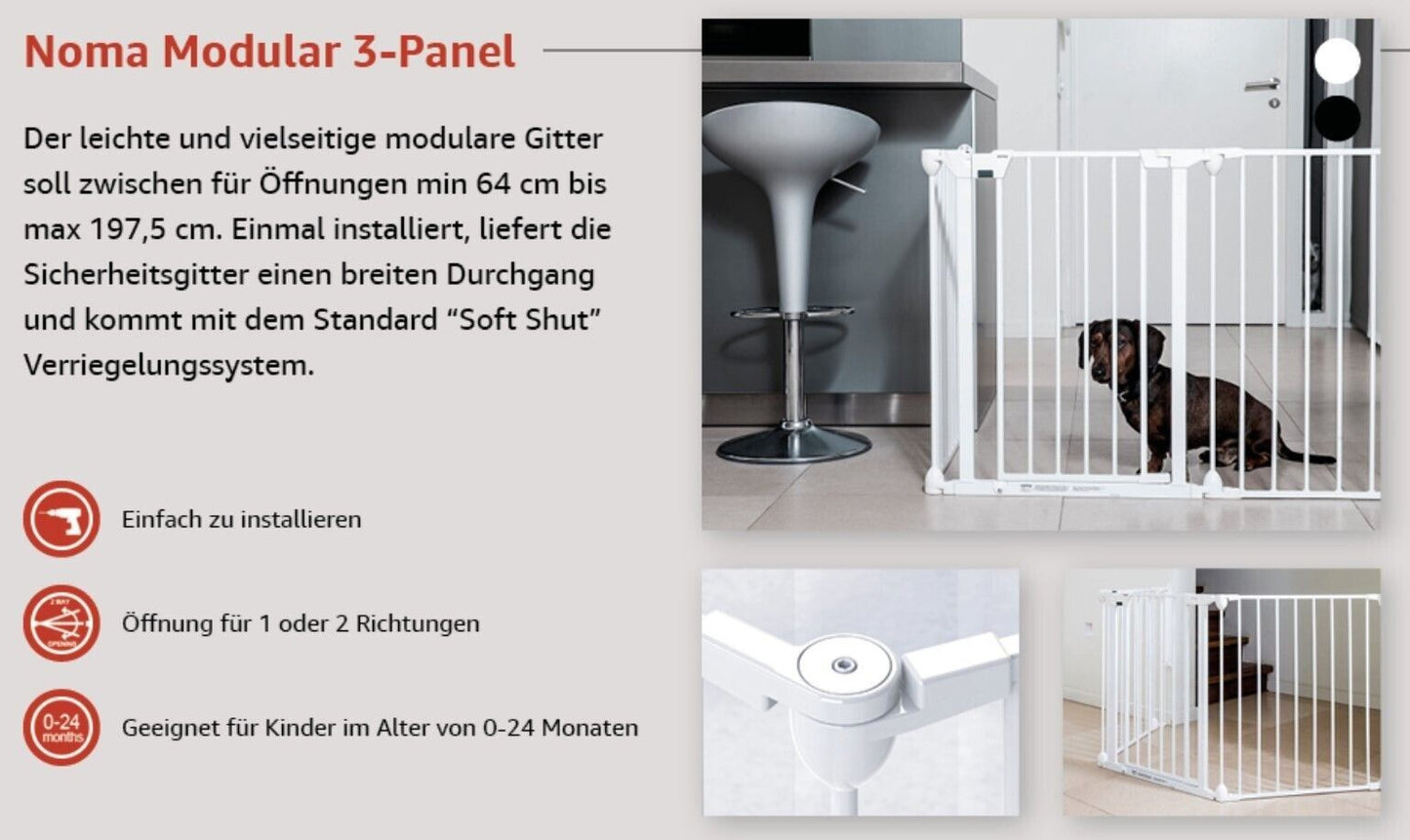 noma 31026 3 Panel Konfigurationsgitter, inklusiv Wandmontage, 84-321 cm, weiß