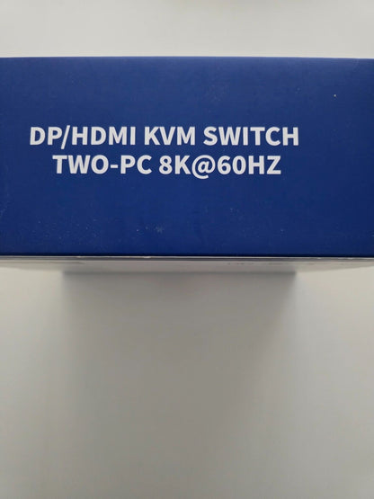 8K DP / HDMI KVM 2PC 2 Monitor 8K@60Hz 4K@120Hz 2K@144Hz + Kabel