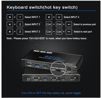 8K HDMI 2.1 KVM Switch 2 Ports USB3.0 4K@120Hz Hotkey 2 PCs - 1 Monitor