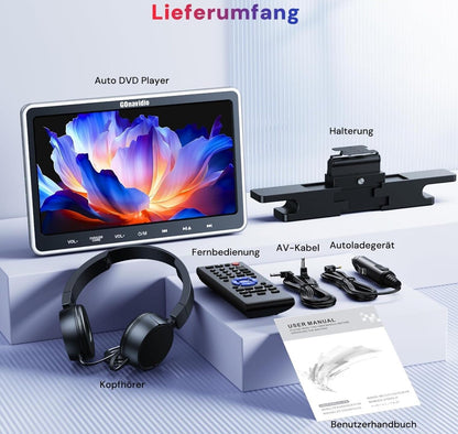10,5 Zoll DVD Player Auto mit HDMI Eingang, Wandladegerät, Kopfhörer, Auto DVD-P