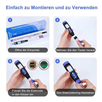Pool Salzgehalt Testthermometer 5m Sonde LED LCD 2700-3400ppm