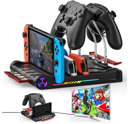 Switch Dock, 4K/1080P Kompatible Switch Ladestation, Switch Spieleaufbewahrung z