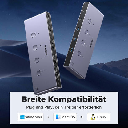 HDMI 2.1 KVM Switch 8K@60Hz 4K@240Hz/120Hz 4 Ports USB 3.0 für 2 PCs 1 Monitor