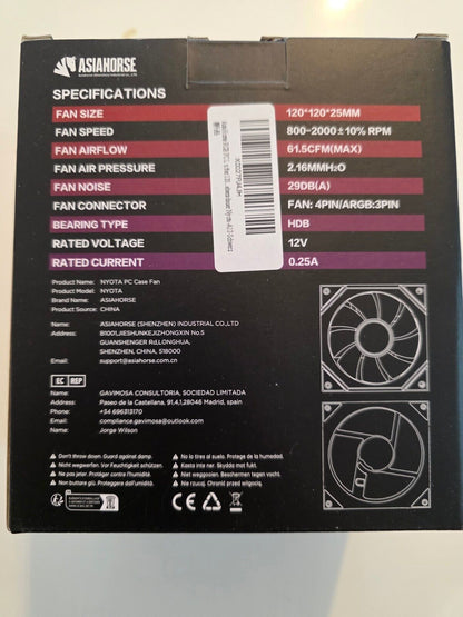 Titel: "AsiaHorse RGB Lüfter 120MM 3er-Set 61,5 CFM Schwarz