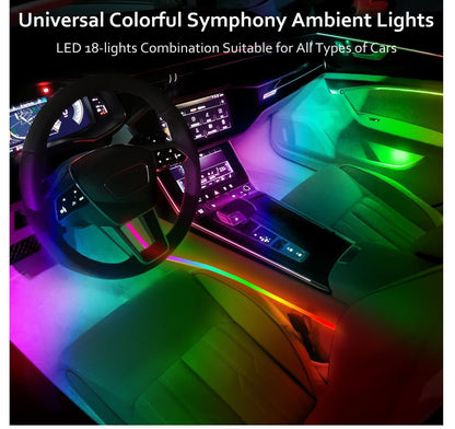 18-in-1 Auto LED Innenbeleuchtung 128 RGB Acrylstreifen APP Musiksync