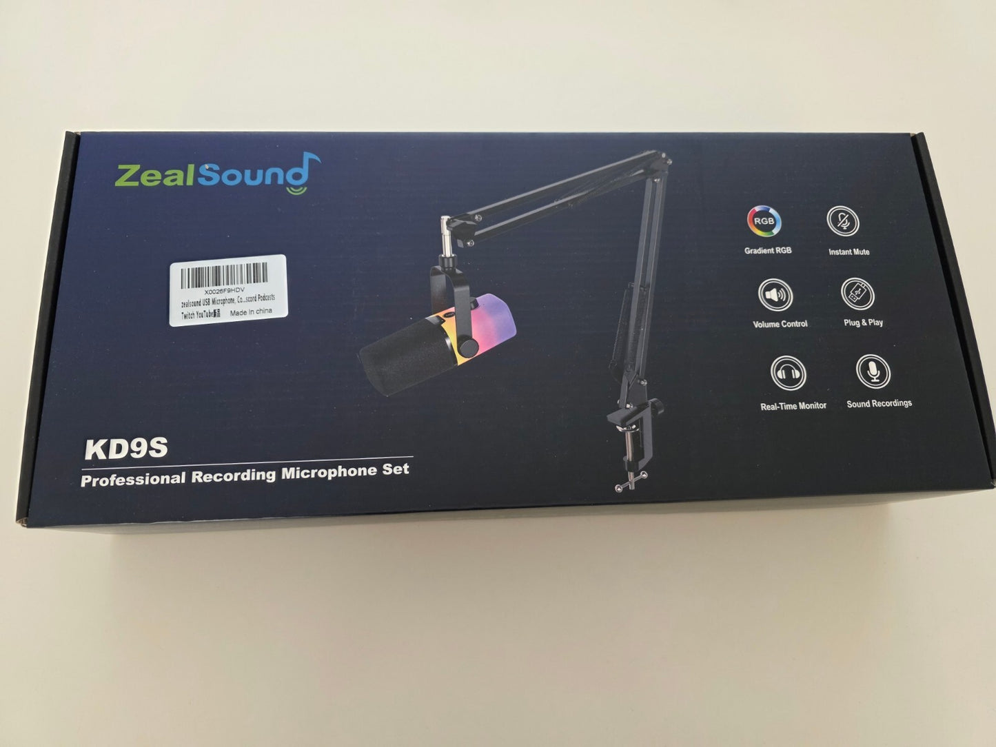 KD9S USB Mikrofon mit RGB, Boomarm, Nierencharakteristik für PC, Handy, PS5 – Id