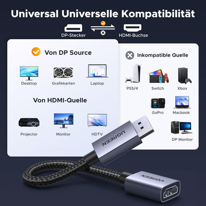 4K DisplayPort zu HDMI Adapter 2 Stück 4K@30Hz