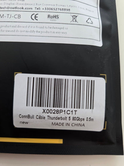 Thunderbolt 5 Kabel 0.5m 240W 80Gbps für Top-Leistung"