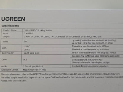 Mac Mini M4 Dock 4K DisplayPort, 10Gbps USB, M.2 SSD, SD/TF grau