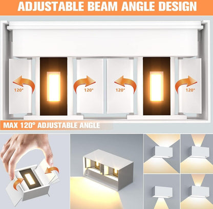 2 Stücke Wandleuchte Innen Warmweiß, LED Wandlampe Außen 24W 3000K IP65 Wasserdi