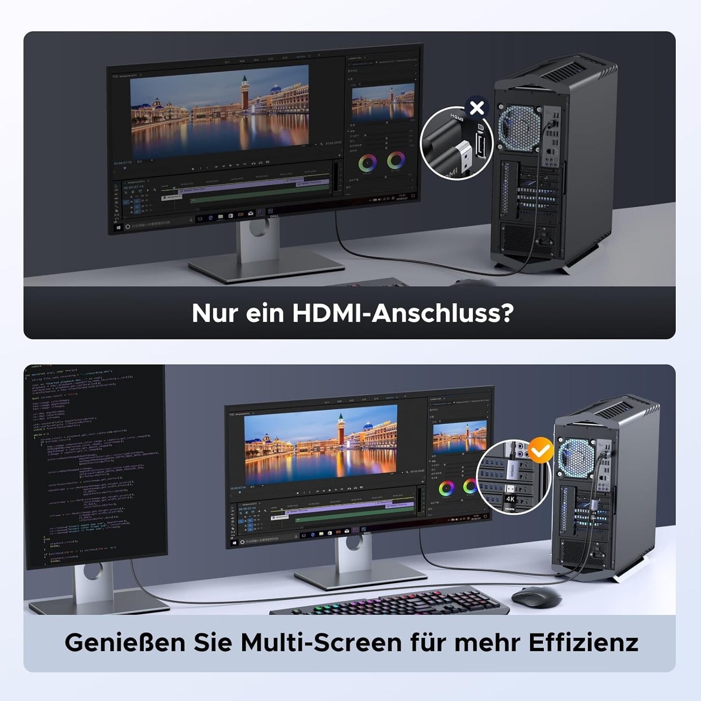 4K DisplayPort zu HDMI Adapter 2 Stück 4K@30Hz