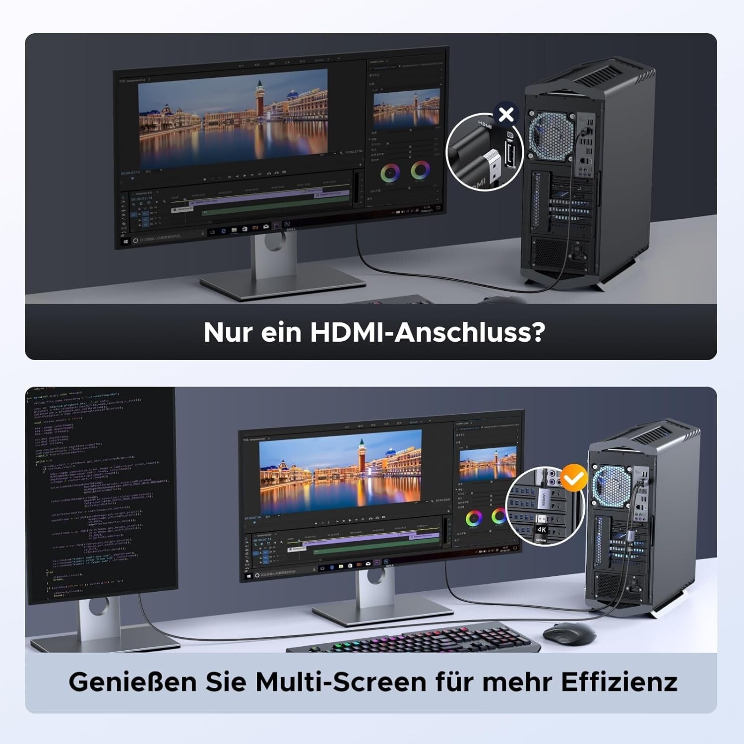 4K DisplayPort zu HDMI Adapter 2 Stück 4K@30Hz