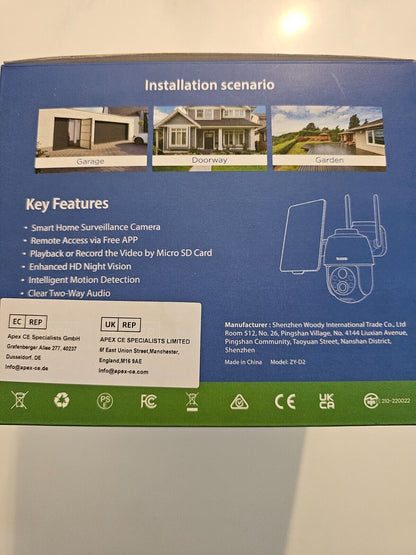 2K Überwachungskamera Aussen Solar Akku, WLAN Outdoor Kamera Solar Außenkamera K