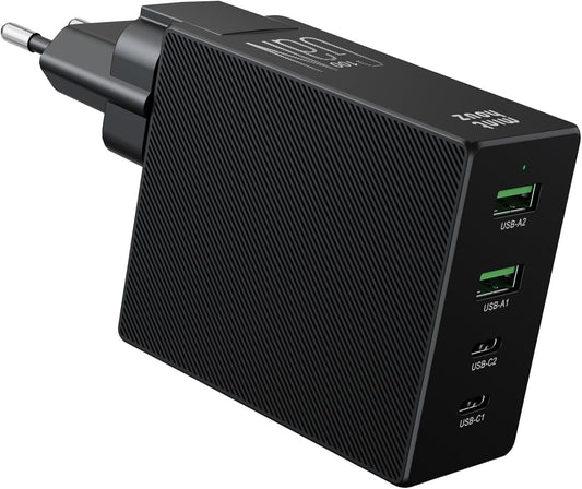 100W USB-C GaN Ladegerät 4-Port Schnellladegerät Schwarz