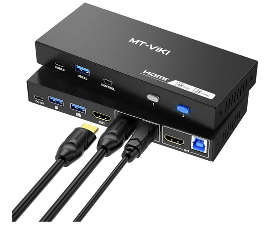 4K60Hz HDMI KVM Switch 2 Port USB 3.0 für 2 PCs