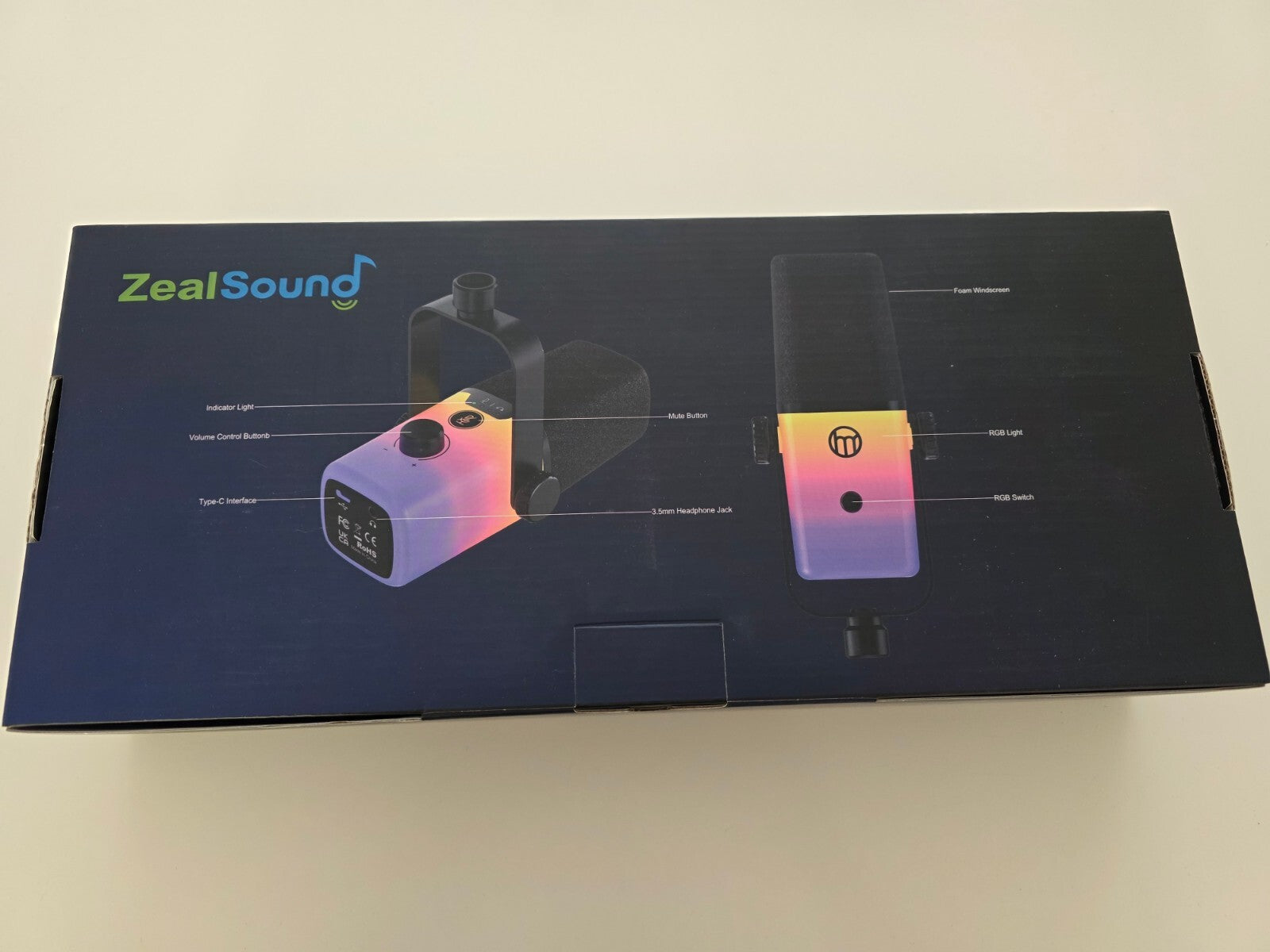 KD9S USB Mikrofon mit RGB, Boomarm, Nierencharakteristik für PC, Handy, PS5 – Id