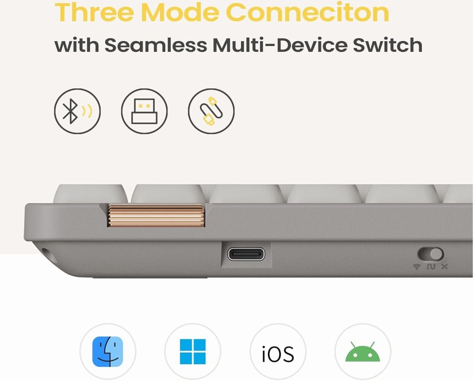 Low Profile Mechanische, Swappable Wiederaufladbare Kabellose Tastatur QWERTY