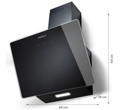 MEDION Kopffreie Dunstabzugshaube 60cm Glas 320m³/h Touch LED Schwarz