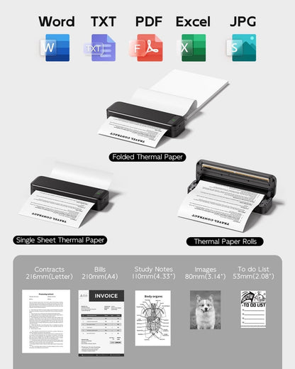 A4 Thermodrucker – Mobiler 300 DPI Reisedrucker