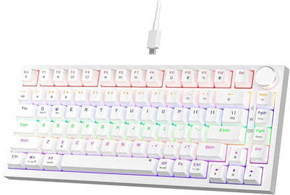 GM326 Mechanische QWERTY Tastatur,Gaming Tastatur mit Kabel,75% TKL Hot Swap