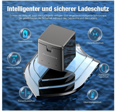 GoPro Hero 13 Black 2x 2100mAh Akkus + 3-Fach-USB-Schnellladegerät