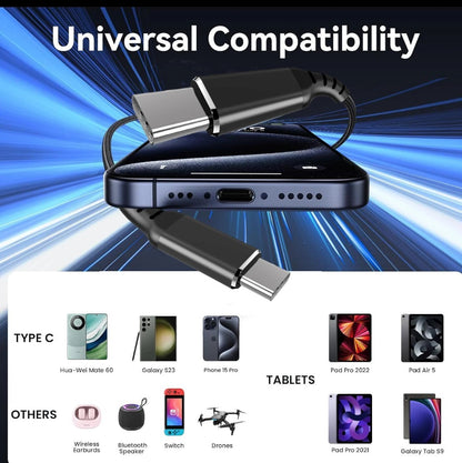 USB-C 2-in-1 Kabel 100W PD 480Mbps Nylon 1m Schwarz