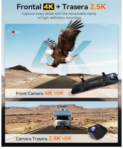G900 PRO 4K Spiegel Dashcam 2.5K Rückkamera 128GB WiFi GPS